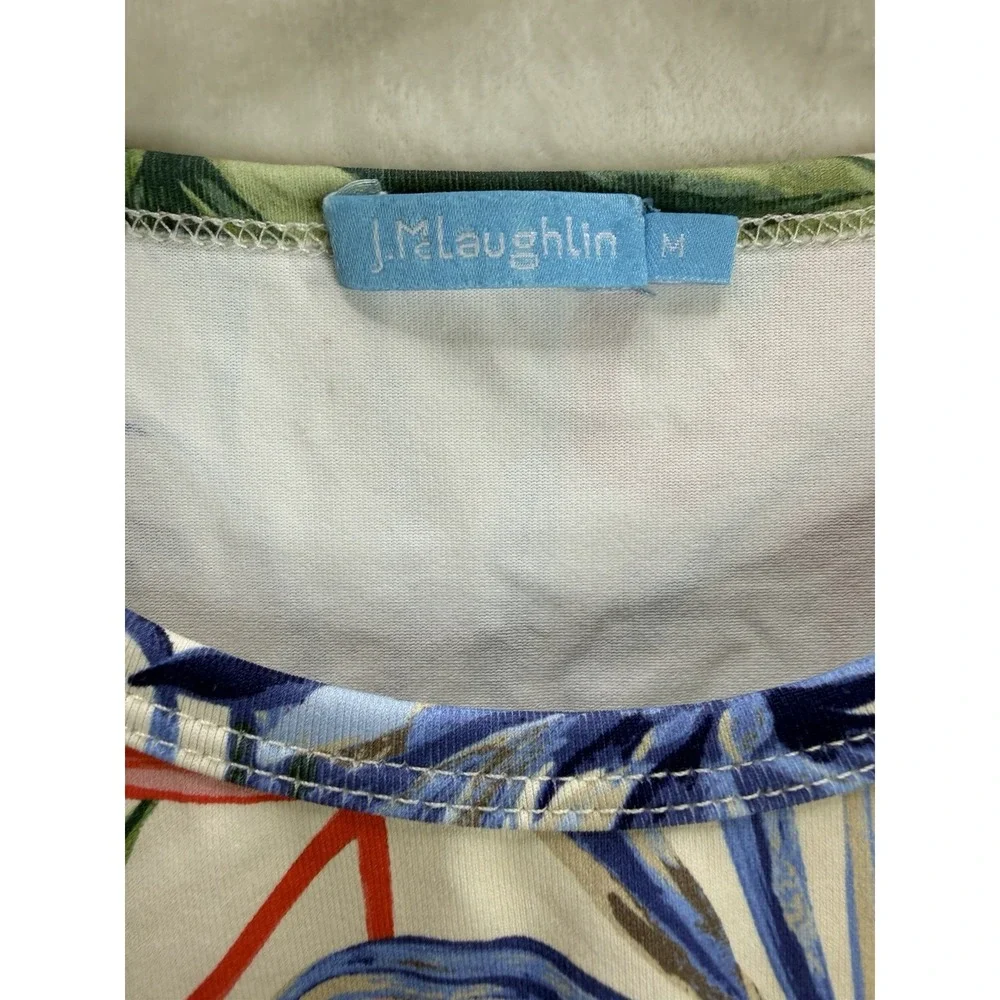 J. McLaughlin Catalina Cloth Signature Flamingo Palms T-Shirt Size Medium